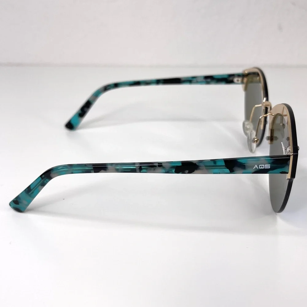 AQS AQUASWISS Sunglasses NEW Blue Mirror Lens Multicolor Tortoise Frame